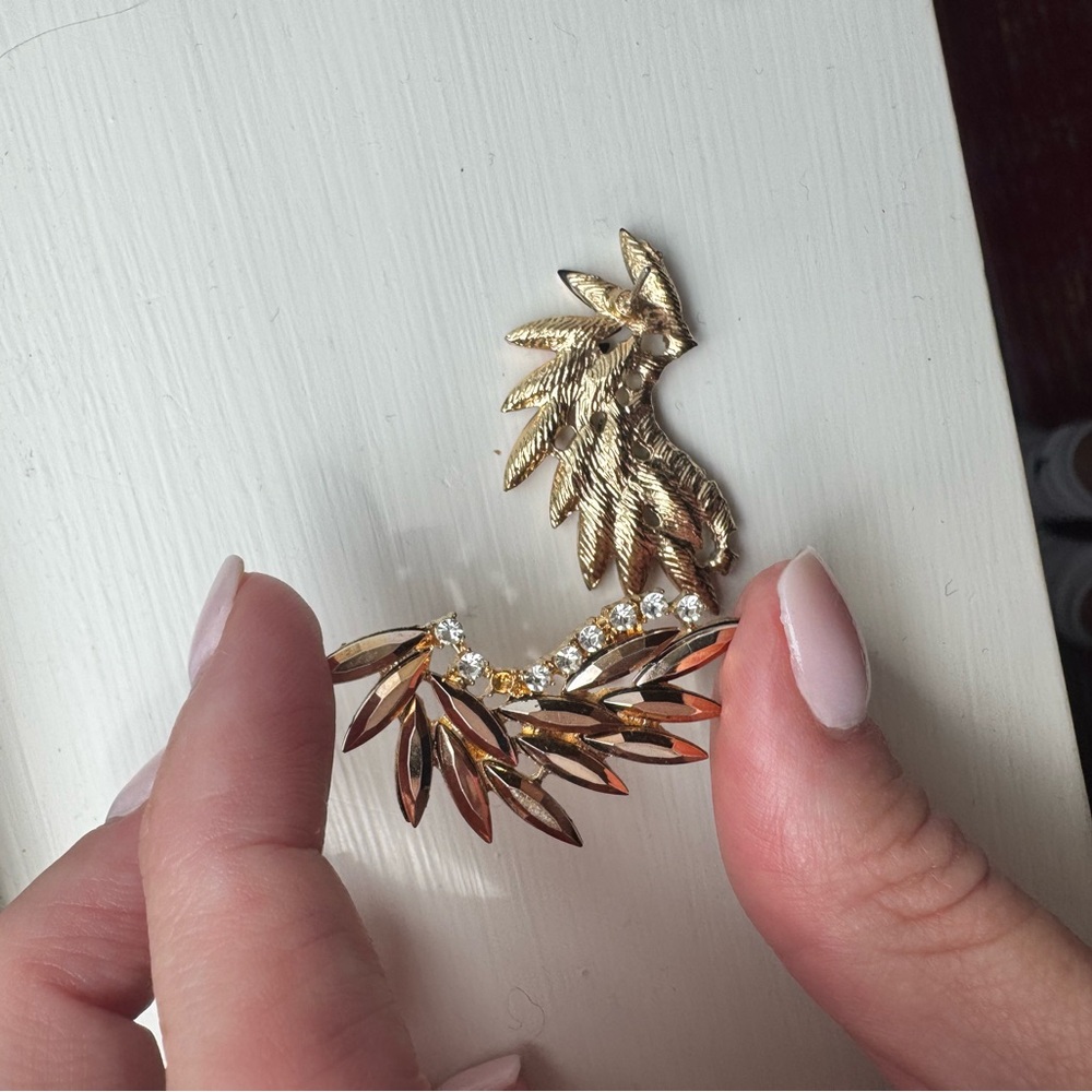 Gold & Silver Wing Earrings - Picture 3 of 4